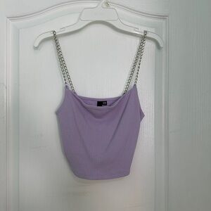 Fashion nova purple chain cropped tank top